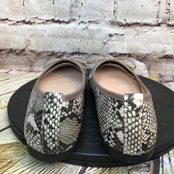 Trary For Life Tan Snake Scales Print Bow Tassel Slip On Ballet Flats Size 5 - Picture 3 of 9